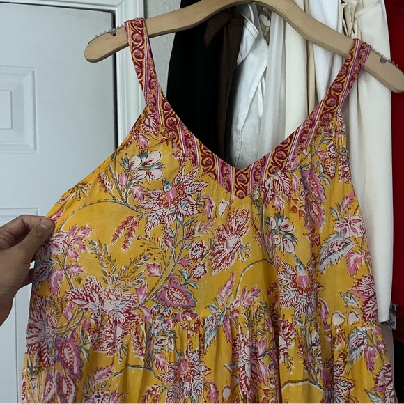 BE BINDAAS yellow red pink floral tiered sleeveless mini dress - Picture 2 of 7